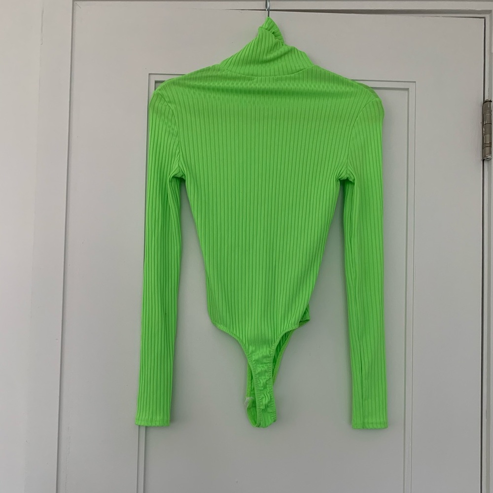 Neon green body suit